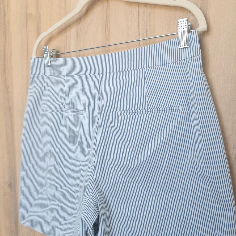 Ann Taylor Womens Striped Sailor Shorts 8 Blue High Rise‎ Button Front Nautical